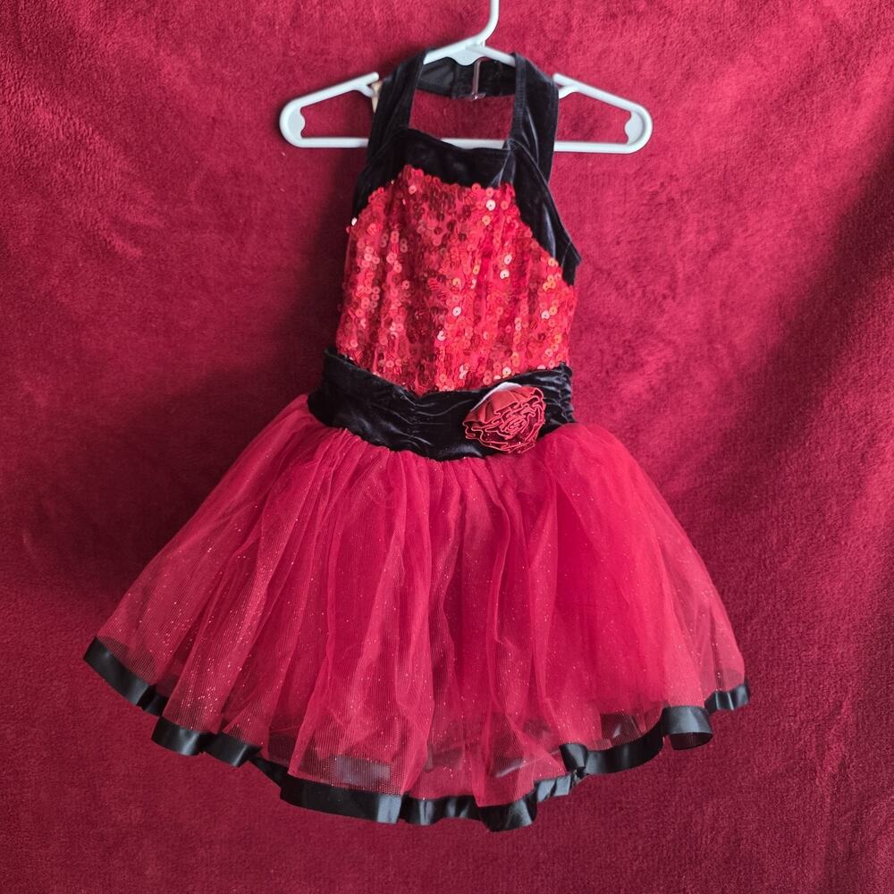 Weissman Girls SC Red Black Sequin Tutu Dance Costume Small Child 4/5
